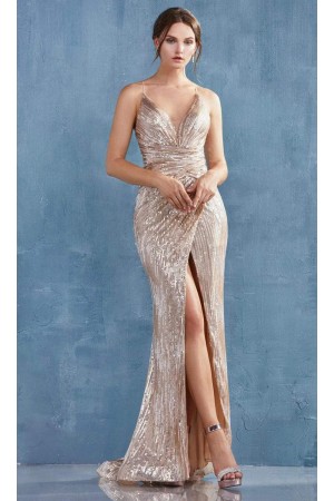 Sequin Fitted Mid Slit Dress