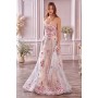 Strapless Sweetheart Floral Embroidered A-Line Gown