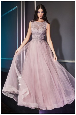 Embellished Lace Tulle A-line Gown