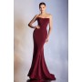 Strapless Structured Evening Gown With Corseted Style Lines And Removable Draped Sleeves