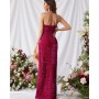 Hot Pink Split Thigh Sequin Tube Prom Dress