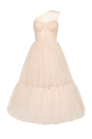 Peach One-Shoulder Cocktail Tulle Dress