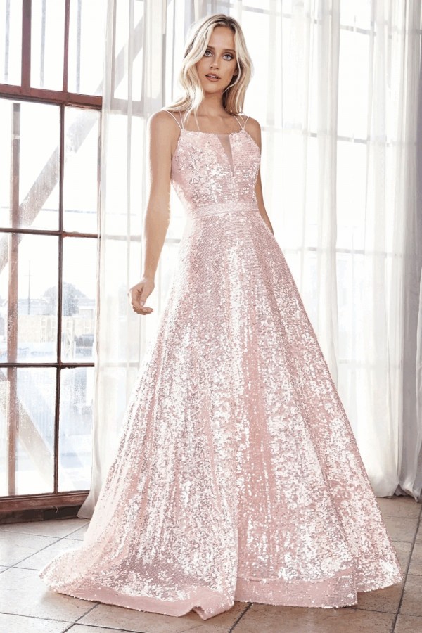 Full Sequined A-Line Ball Gown