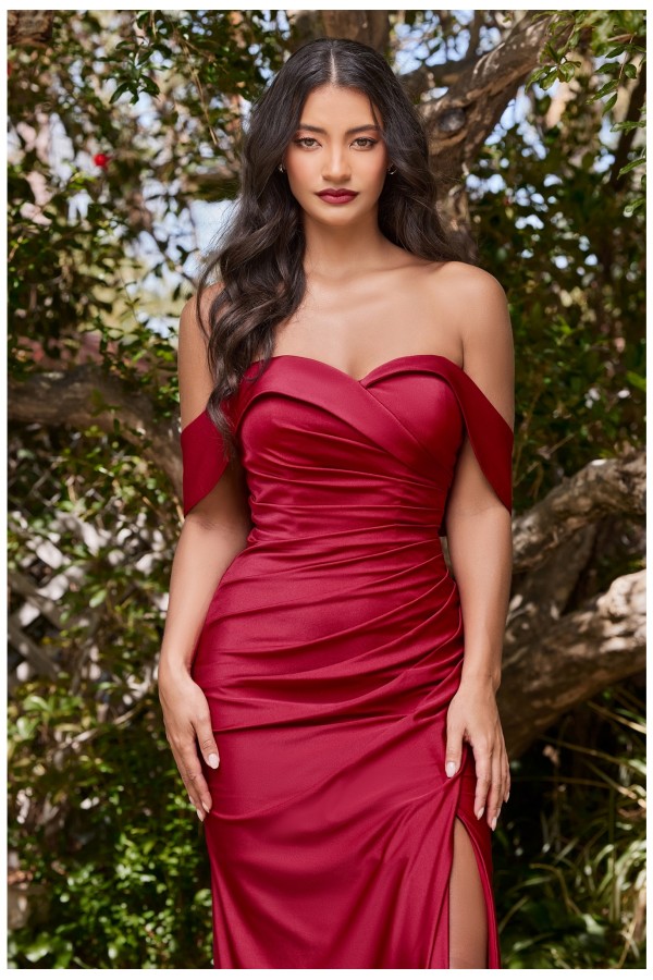 Off The Shoulder Stretch Evening Gown